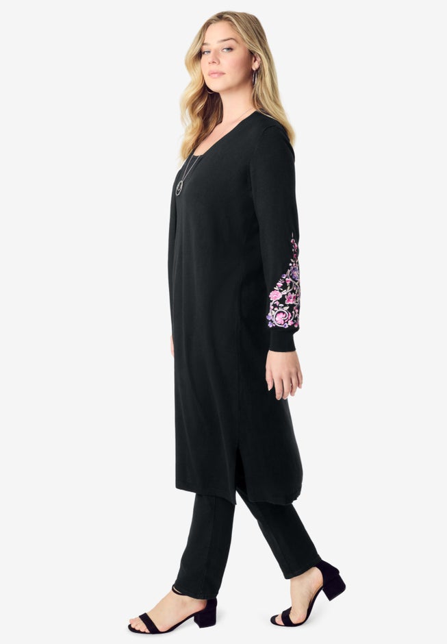 Embroidered Duster Cardigan image number 2