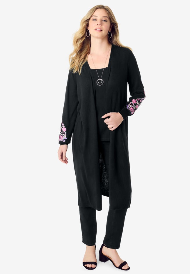 Embroidered Duster Cardigan image number 0