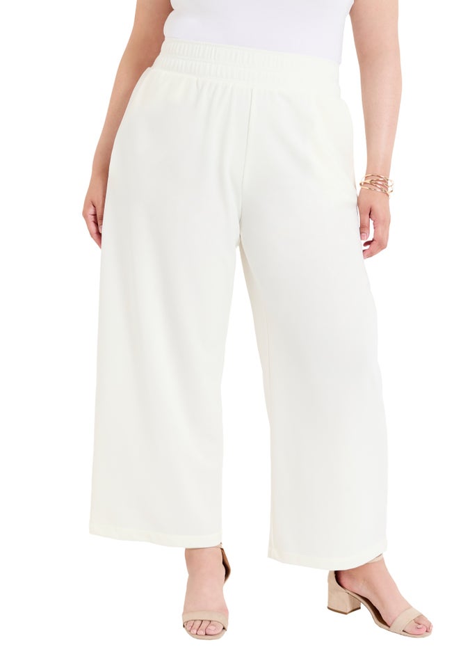 Cropped Wide-Leg Knit Pants image number 1