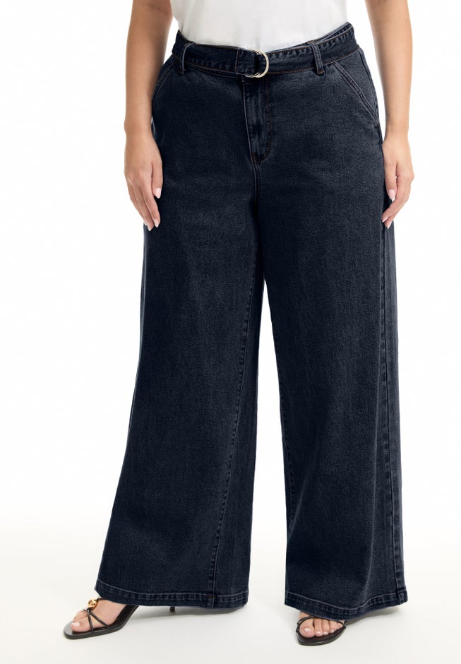 Curvie Fit High-Waisted Wide-Leg Utility Jean image number 1