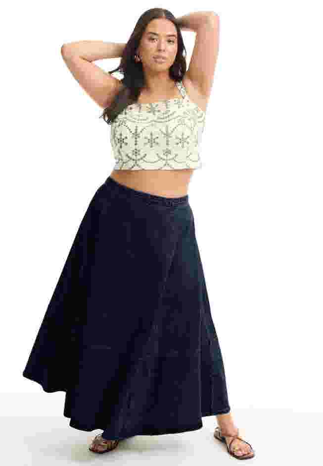Fit-And-Flare Denim Midi Skirt image number 0