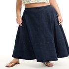 Fit-And-Flare Denim Midi Skirt image number null