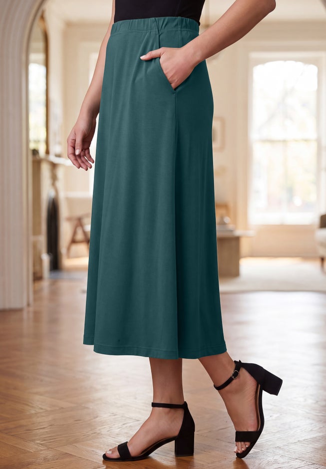 Soft Ease Cotton Knit Swing Skirt image number 1