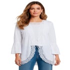 Lace-Detailed Cardigan and Tank Set image number null