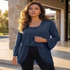 Lace-Detailed Cardigan and Tank Set image number null