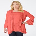 Lace-Detailed Cardigan and Tank Set image number null