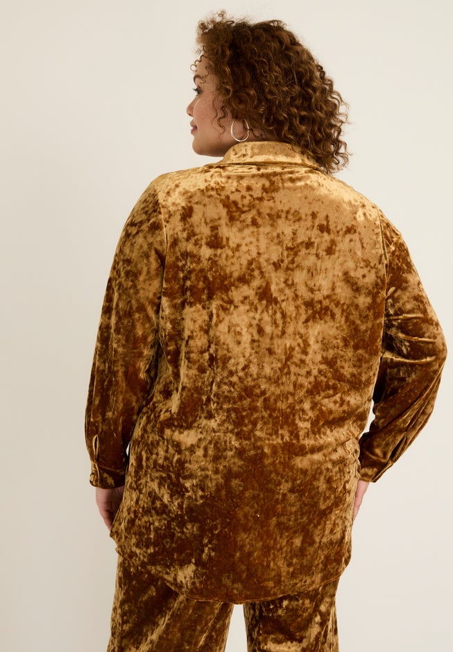 Crushed Velvet Button-Down Top image number 1