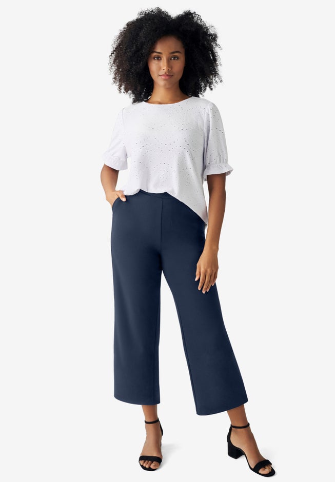 Pull-On Crop Wide Leg Pants image number 0