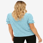 Short Puff Sleeve Eyelet Tee image number null