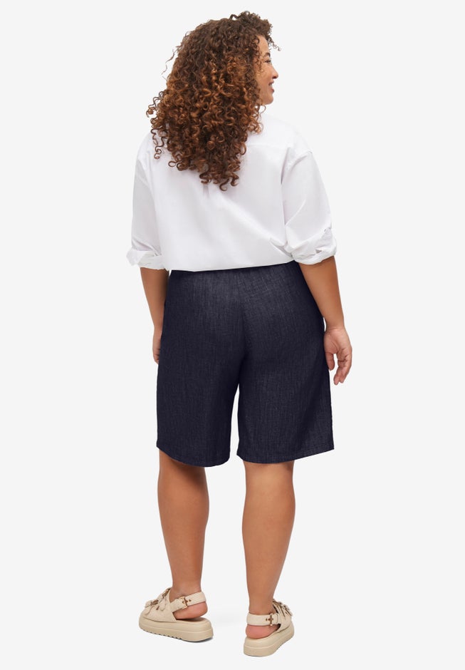 Elastic Waist Pull-On Denim Shorts image number 1