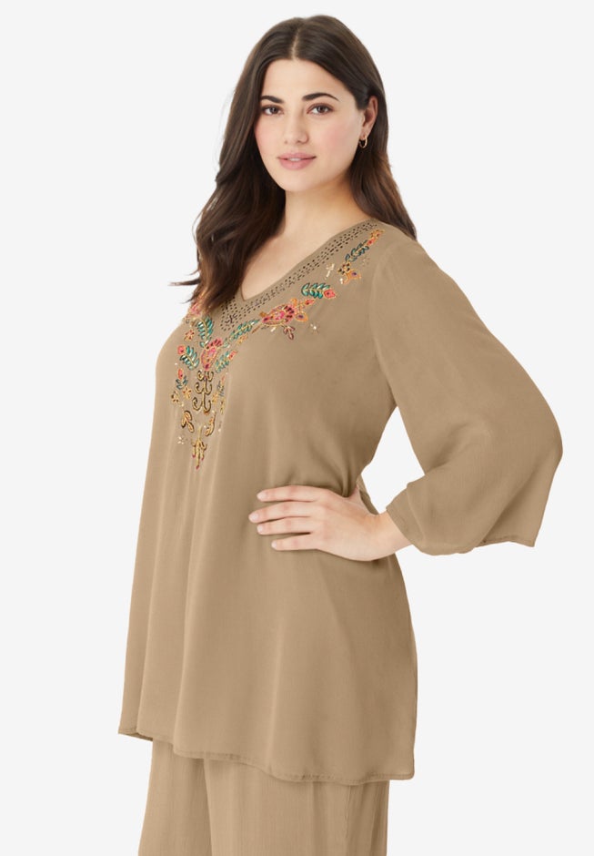 Hand Crinkled Embellished Tunic image number 2