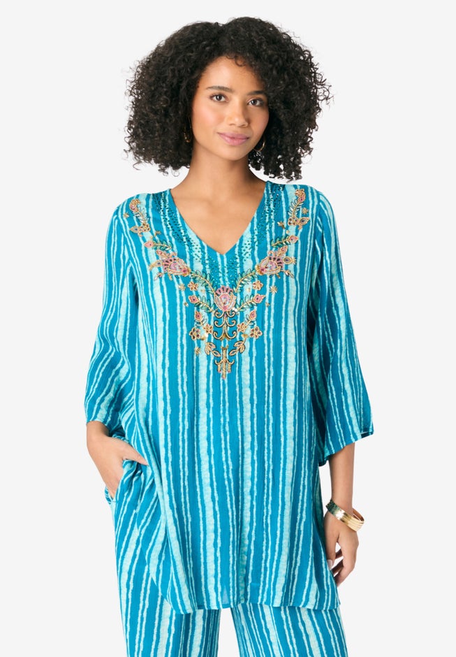 Hand Crinkled Embellished Tunic image number 0