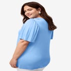 Ruffle Neckline Flutter Sleeve Tunic image number null