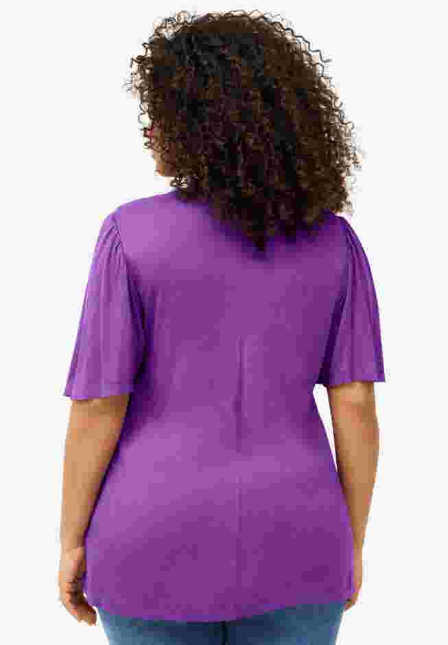 Ruffle Neckline Flutter Sleeve Tunic image number 1