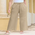 Plus Size Linen Wide-Leg Pant image number null