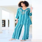 Plus Size Hand Crinkled Wide-Leg Pant image number null