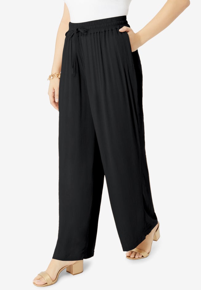 Plus Size Hand Crinkled Wide-Leg Pant image number 2