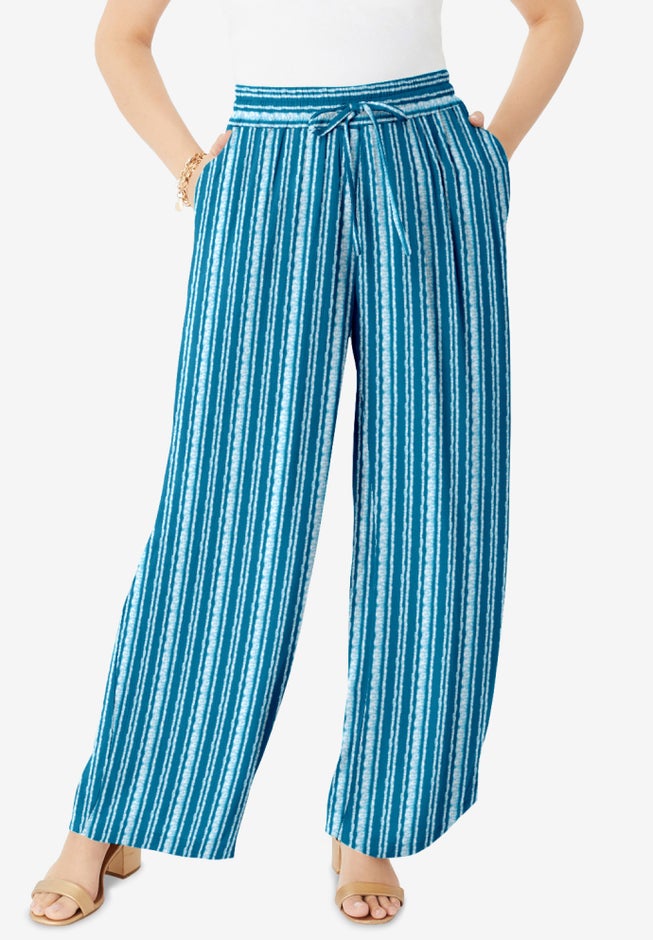 Plus Size Hand Crinkled Wide-Leg Pant image number 0