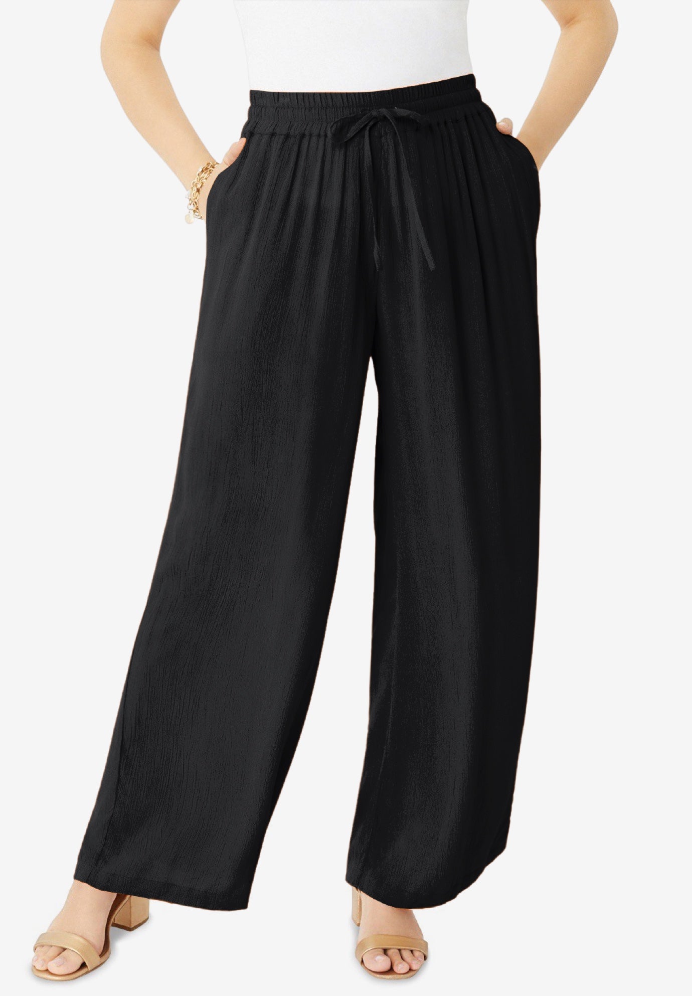 Plus Size Hand Crinkled Wide-Leg Pant image number 0