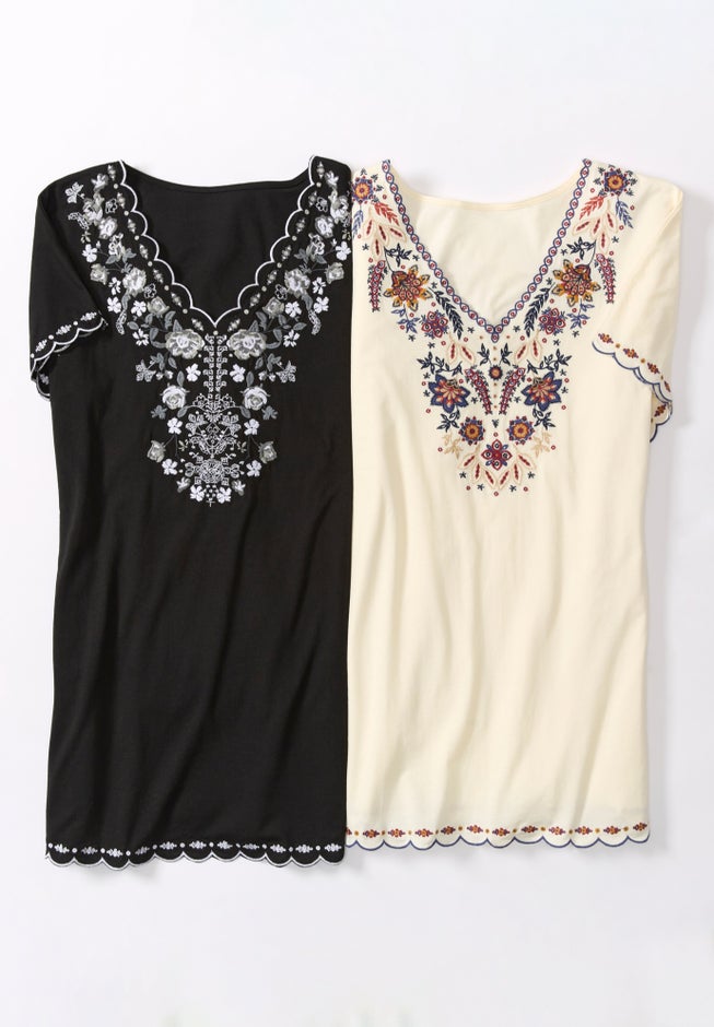 Floral Embroidered Tee image number 2
