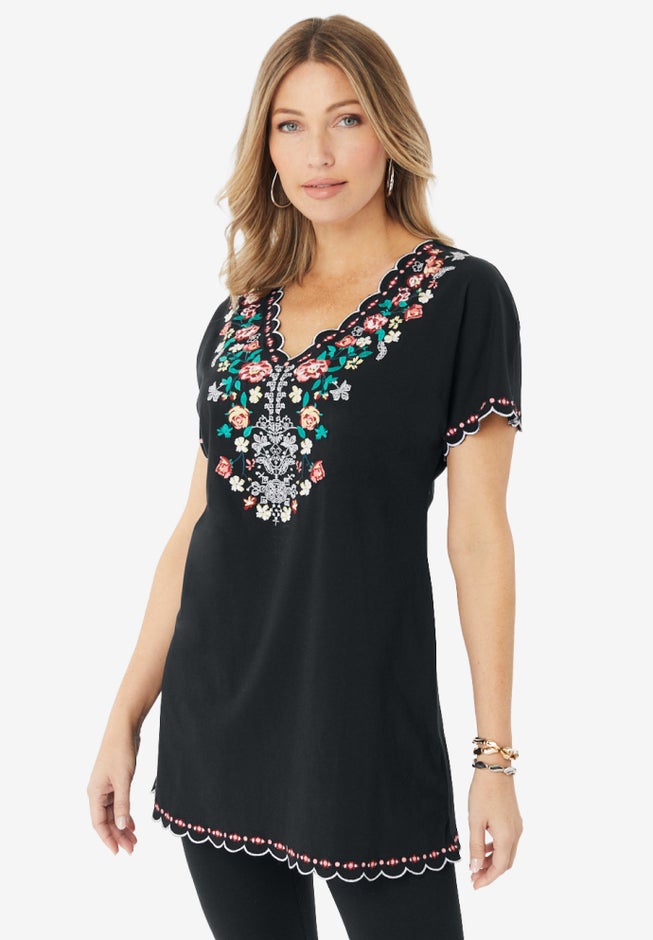 Floral Embroidered Tee image number 2