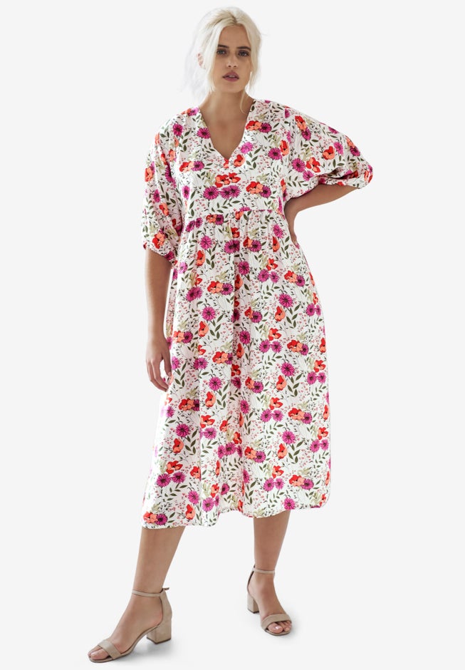 Blouson Sleeve Empire Midi Dress image number 0