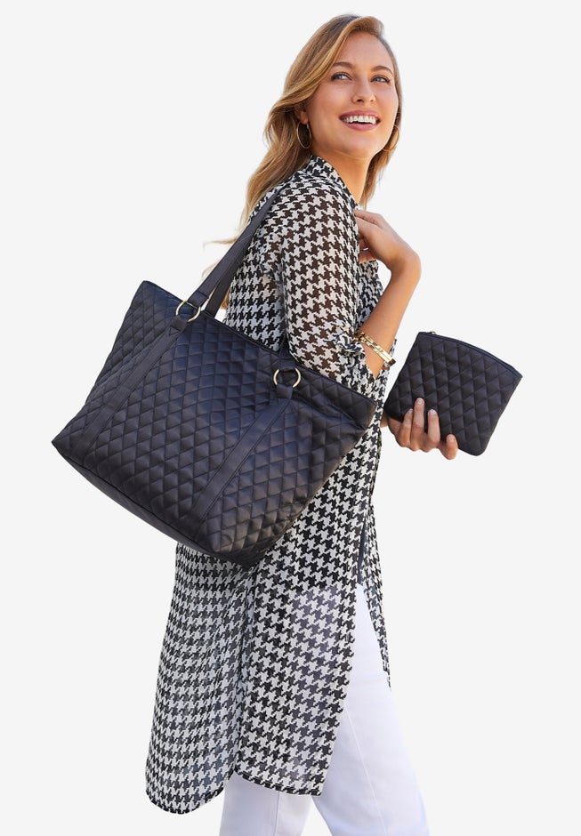 Quilted Metallic Tote Set image number 0