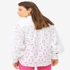 Eyelet Button Front Shirt With Blouson Sleeves image number null