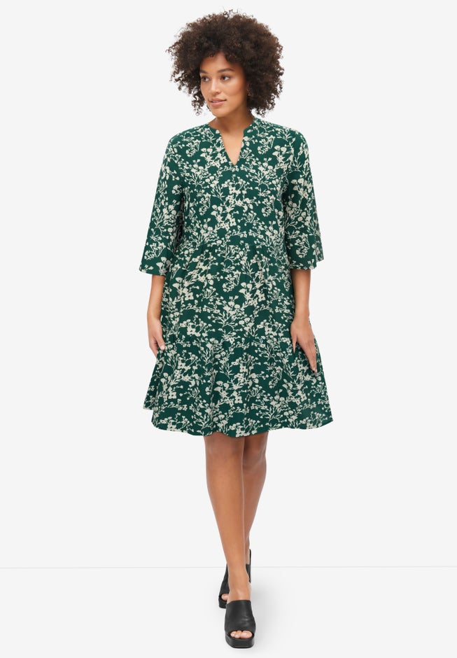 Notch Neckline Tiered A-Line Dress image number 0