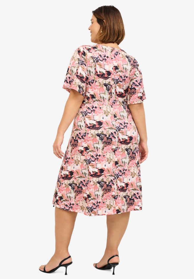 V-Neck Fit and Flare Dress image number 1