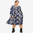 Smocked Bodice V-Neck Midi Dress image number null