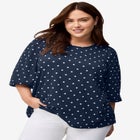 Textured Knit Blouson Sleeve Tee image number null