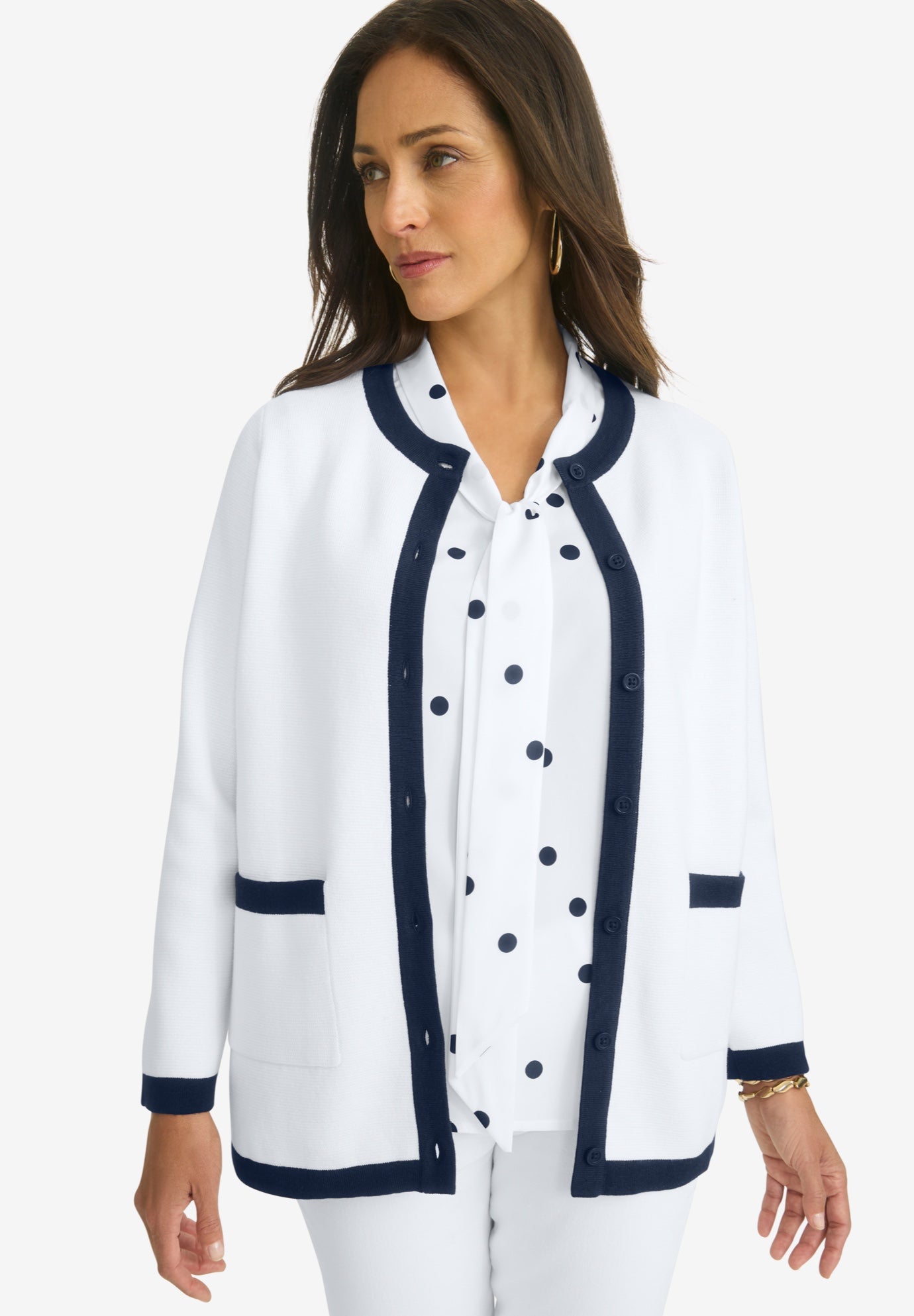 Tipped Boxy Cardigan image number 0