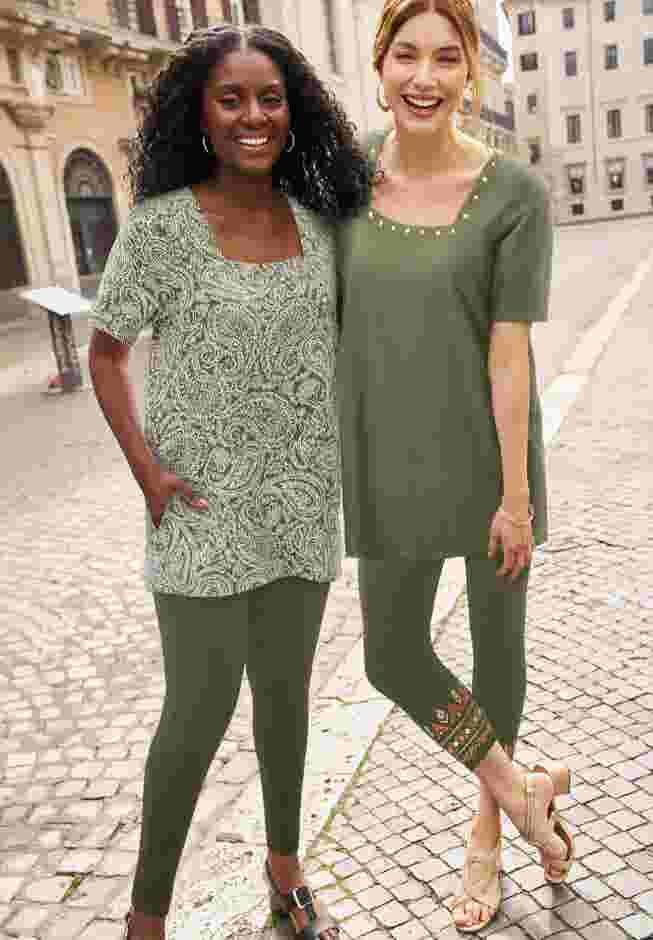 Stretch Cotton Studded Square Neck Tunic image number 4