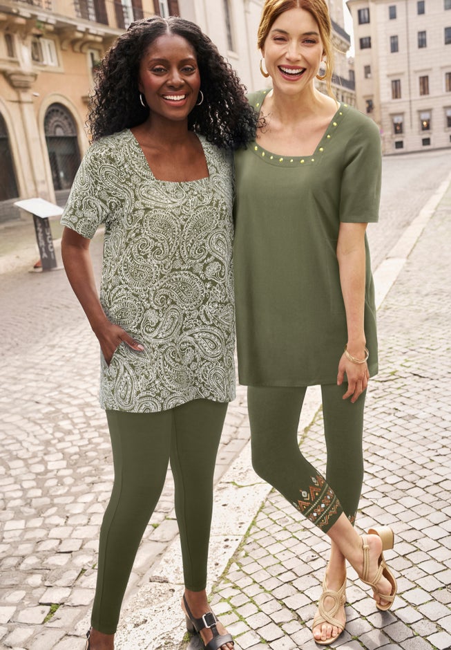 Stretch Cotton Studded Square Neck Tunic image number 4