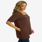 Stretch Cotton Studded Square Neck Tunic image number null