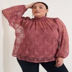 Smocked Mockneck Blouse image number null