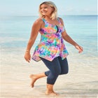 Longer-Length Handkerchief Hem Tankini Top image number null