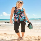 Longer-Length Handkerchief Hem Tankini Top image number null