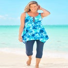 Longer-Length Handkerchief Hem Tankini Top image number null