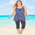 Longer-Length Handkerchief Hem Tankini Top image number null