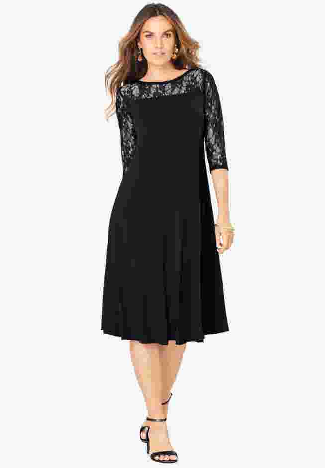 Ultrasmooth® Fabric Illusion Lace Swing Dress image number 0