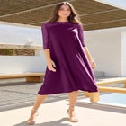 Plus Size 3/4 Sleeve Allover Lace Swing Dress image number null