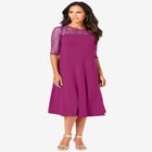 Plus Size 3/4 Sleeve Allover Lace Swing Dress image number null