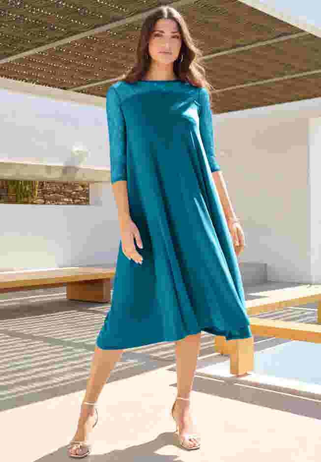 Ultrasmooth® Fabric Illusion Lace Swing Dress image number 0