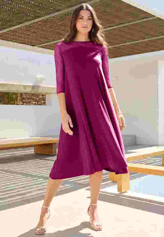 Plus Size 3/4 Sleeve Allover Lace Swing Dress image number 0