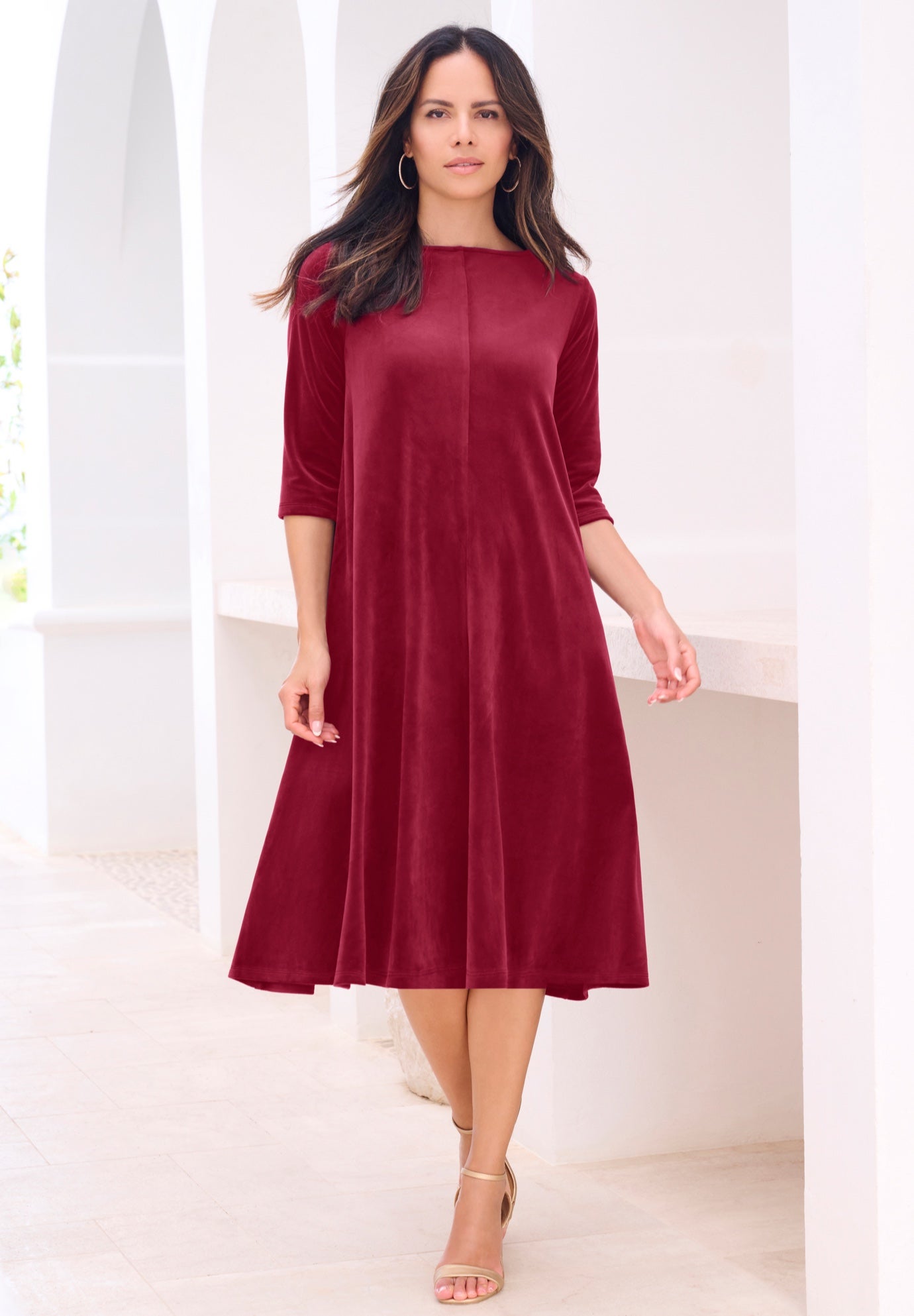 Velour Swing Drape Dress image number 1