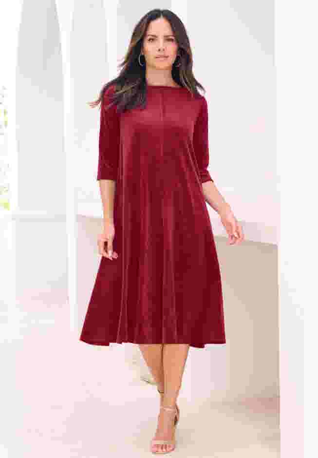 Velour Swing Drape Dress image number 1