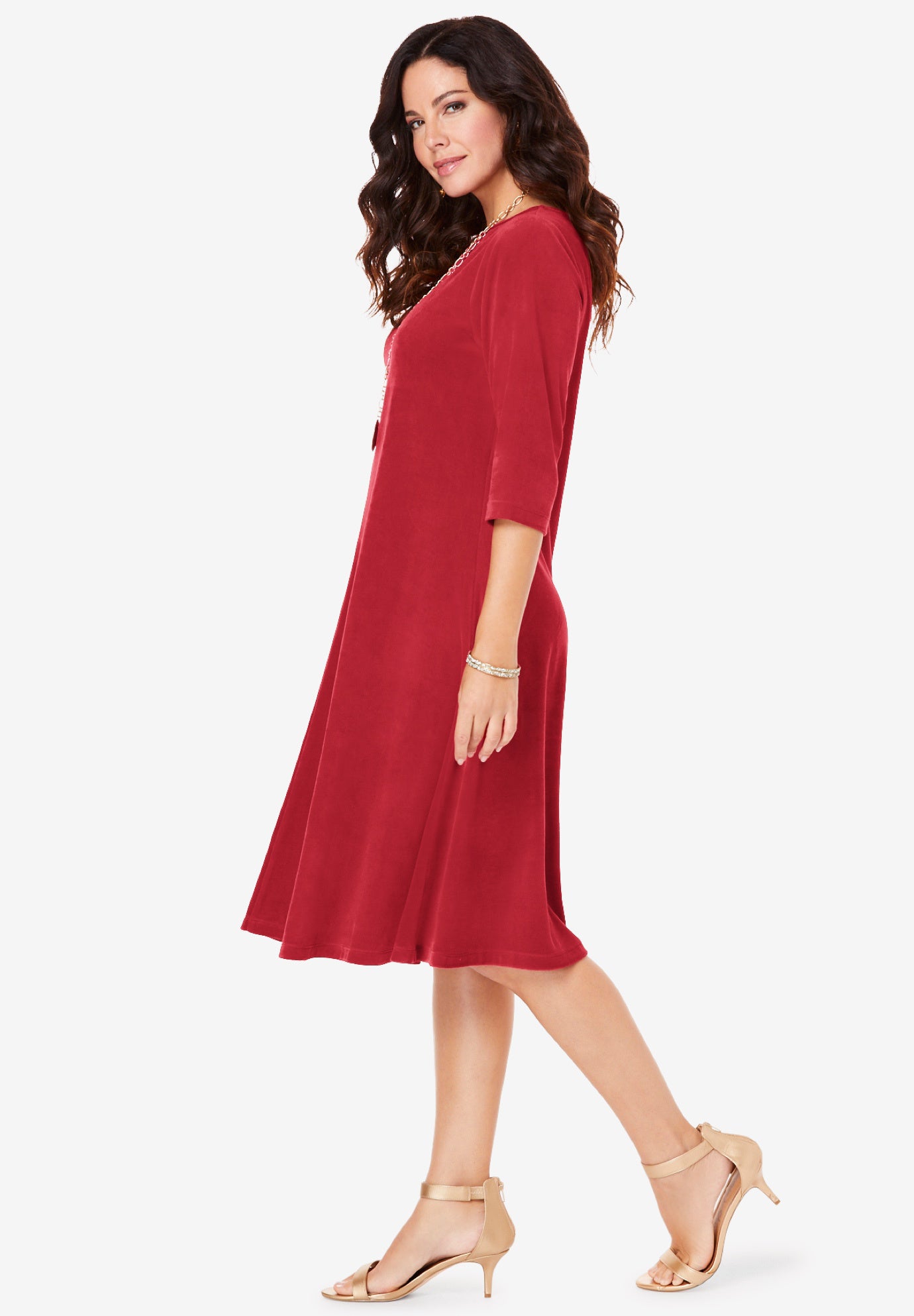 Velour Swing Drape Dress image number 1