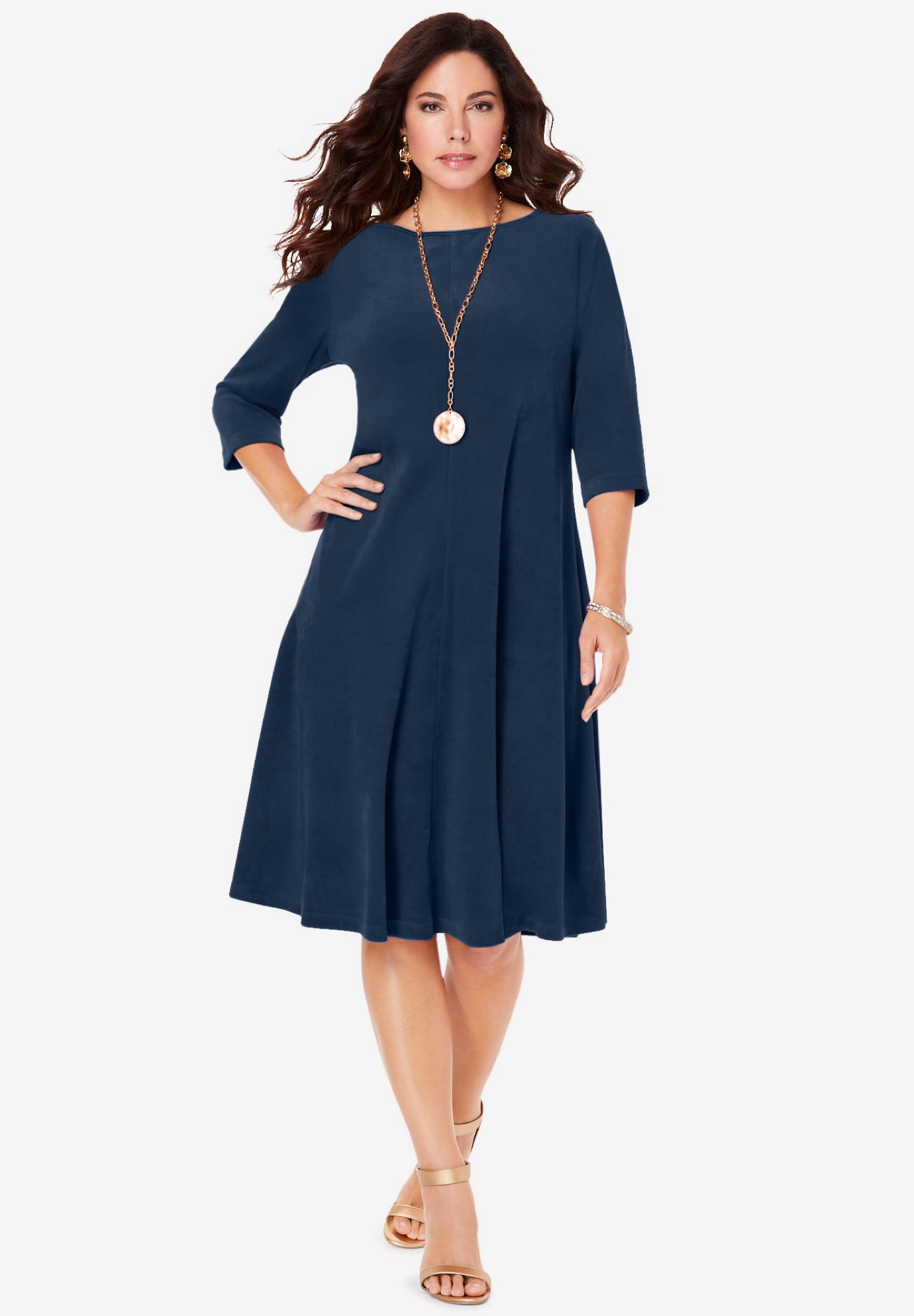 Velour Swing Drape Dress image number 0